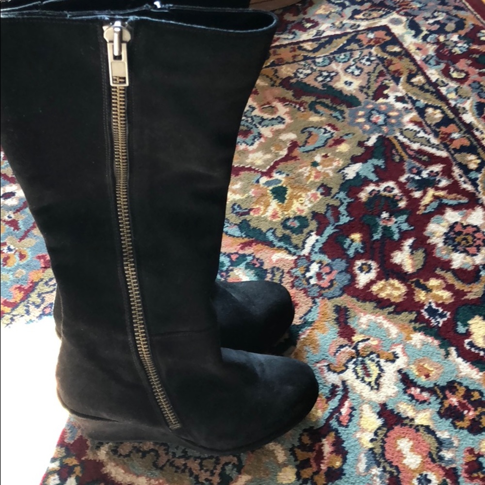 Kurt Geiger Caravella Black Suede Wedge Boot